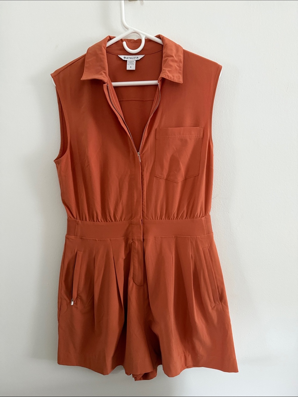 Athleta Rust-Colored Sleeveless Zip Romper